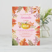 Girl Pumpkin Herfst Birthday Uitnodiging (Staand voorkant)