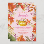 Girl Pumpkin Herfst Birthday Uitnodiging (Voorkant / Achterkant)