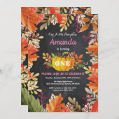 Girl Pumpkin Herfst Birthday Uitnodiging (Voorkant / Achterkant)