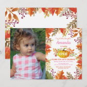 Girl Pumpkin Herfst Birthday Uitnodiging (Voorkant / Achterkant)