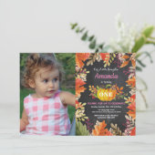 Girl Pumpkin Herfst Birthday Uitnodiging (Staand voorkant)
