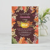 Girl Pumpkin Herfst Birthday Uitnodiging (Staand voorkant)