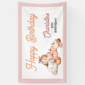 Girl Pumpkin Patch Bows Happy Birthday Party Spandoek (Verticaal)
