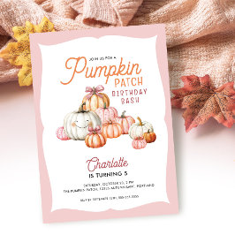 Girl Pumpkin Patch Bows Verjaardagsfeest Kaart