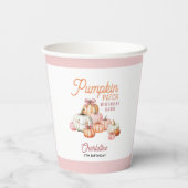 Girl Pumpkin Patch Bows Verjaardagsfeest Papieren Bekers (Achterkant)
