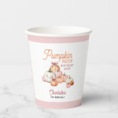Girl Pumpkin Patch Bows Verjaardagsfeest Papieren Bekers (Voorkant)