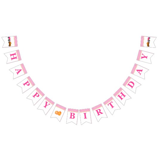 Girl Pumpkin Patch Tractor Pink Happy Birthday Vlaggetjes (Alle)