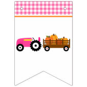 Girl Pumpkin Patch Tractor Pink Happy Birthday Vlaggetjes (Eerste vlag)