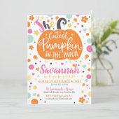 Girl Pumpkin Verjaardag Uitnodiging (Staand voorkant)