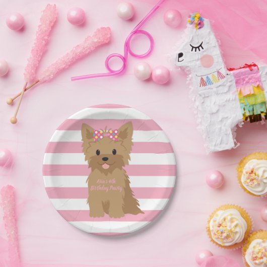 Girl Puppy Birthday Party II Papieren Bordje (Feest)