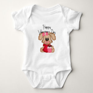 Girl Puppy Dog Happy Valentine's Day Creeper Romper