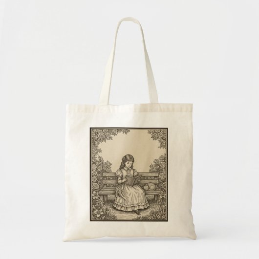 Girl Reading a Book Elegant Literature Library Tote Bag (Voorkant)