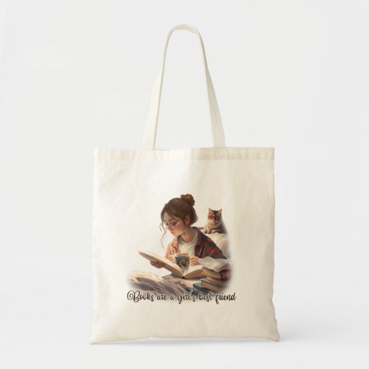 Girl Reading Book | Boekoverzichten Tote Bag (Voorkant)