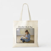 Girl Reading Book Lover Custom School or Library  Tote Bag (Achterkant)