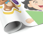 Girl Reading Learning ABC Letters and Toys Cadeaupapier (Rol Hoek)