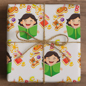 Girl Reading Learning ABC Letters and Toys Cadeaupapier