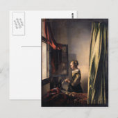 Girl Reading Letter at Open Window door Vermeer Briefkaart (Voorkant / Achterkant)