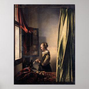 Girl Reading Letter at Open Window door Vermeer Poster
