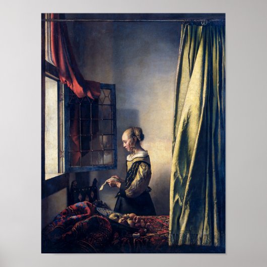 Girl Reading Letter by Open Window | Vermeer | Poster (Voorkant)