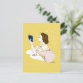 Girl Reading Watercolor Illustration Briefkaart (Staand voorkant)