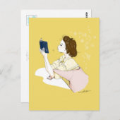 Girl Reading Watercolor Illustration Briefkaart (Voorkant / Achterkant)