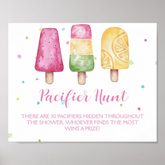 Girl Ready to Pop Baby shower Game Pacifier Hunt Poster (Voorkant)