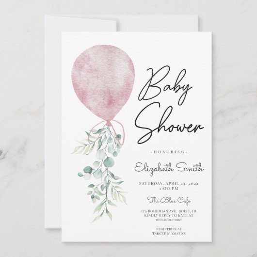 Girl Ready to Pop Pink Greenery Baby shower Modern Kaart (Voorkant)