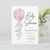 Girl Ready to Pop Pink Greenery Baby shower Modern Kaart (Staand voorkant)