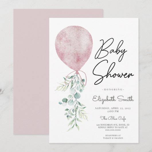 Girl Ready to Pop Pink Greenery Baby shower Modern Kaart (Voorkant / Achterkant)