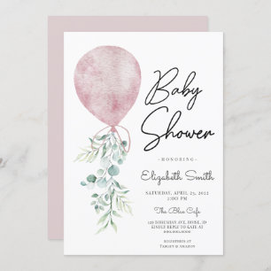 Girl Ready to Pop Pink Greenery Baby shower Modern Kaart