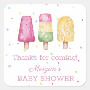 Girl Ready to Pop Summer Baby shower Favors Vierkante Sticker