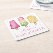 Girl Ready to Pop Summer Baby shower Kartonnen Onderzetters (Schuin)