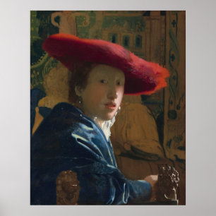 Girl & Red Pet - Johannes Vermeer Fine Art Poster