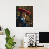 Girl & Red Pet - Johannes Vermeer Fine Art Poster (Thuiskantoor)