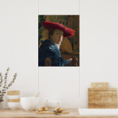 Girl & Red Pet - Johannes Vermeer Fine Art Poster (Keuken)