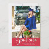 Girl Red Photo High School Graduparty Aankondiging (Voorkant)