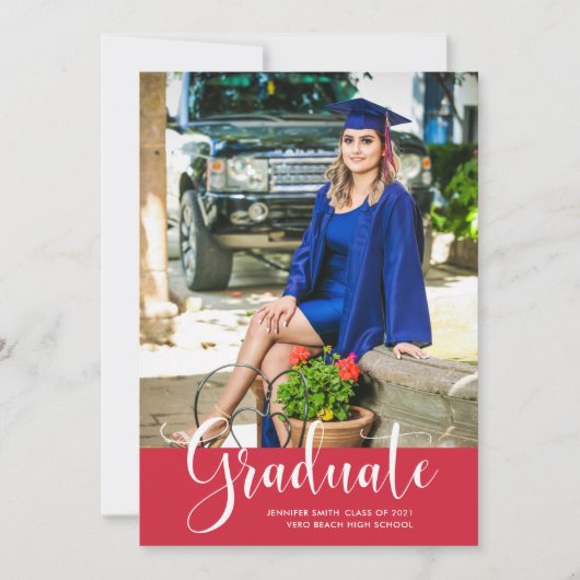 Girl Red Photo High School Graduparty Aankondiging (Voorkant)