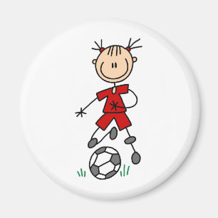Girl Red Soccer Uniform Magneet