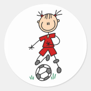 Girl Red Soccer Uniform Ronde Sticker