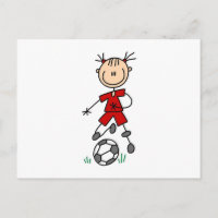 Girl Red Uniform Stick Figuur Soccer Player Giften