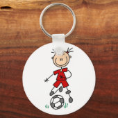 Girl Red Uniform Stick Figuur Soccer Player Giften Sleutelhanger (Voorkant)