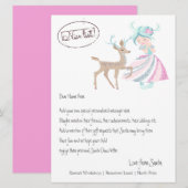 Girl Reindeer Letter van Santa Persoonlijk Feestdagenkaart (Voorkant / Achterkant)