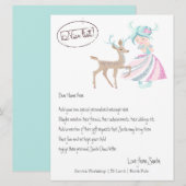 Girl Reindeer Letter van Santa Persoonlijk Feestdagenkaart (Voorkant / Achterkant)