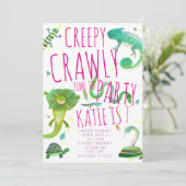 Girl Reptile Birthday Invitation - Lizards & Snake Kaart (Staand voorkant)