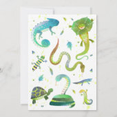Girl Reptile Birthday Invitation - Lizards & Snake Kaart (Achterkant)