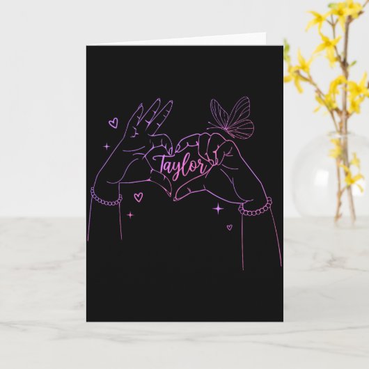 Girl Retro I Love Taylor First Name D Groovy 80's Kaart (Gele Bloem)