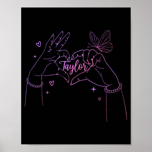 Girl Retro I Love Taylor First Name D Groovy 80's  Poster (Voorkant)