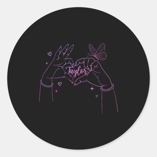 Girl Retro I Love Taylor First Name D Groovy 80's  Ronde Sticker (Voorkant)