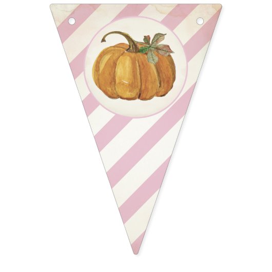 Girl Retro Little Pumpkin Birthday Bunting Vlaggetjes (Eerste vlag)