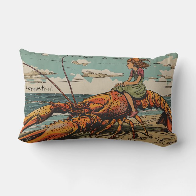 Girl Rides Lobster Sierkussen Kussen (Achterkant)